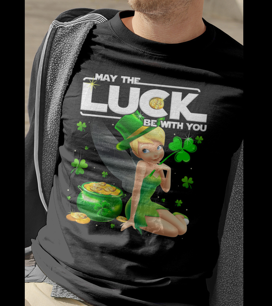 Tinkerbell May The Luck Be With You Shamrock And Pot Of Gold T-Shirt