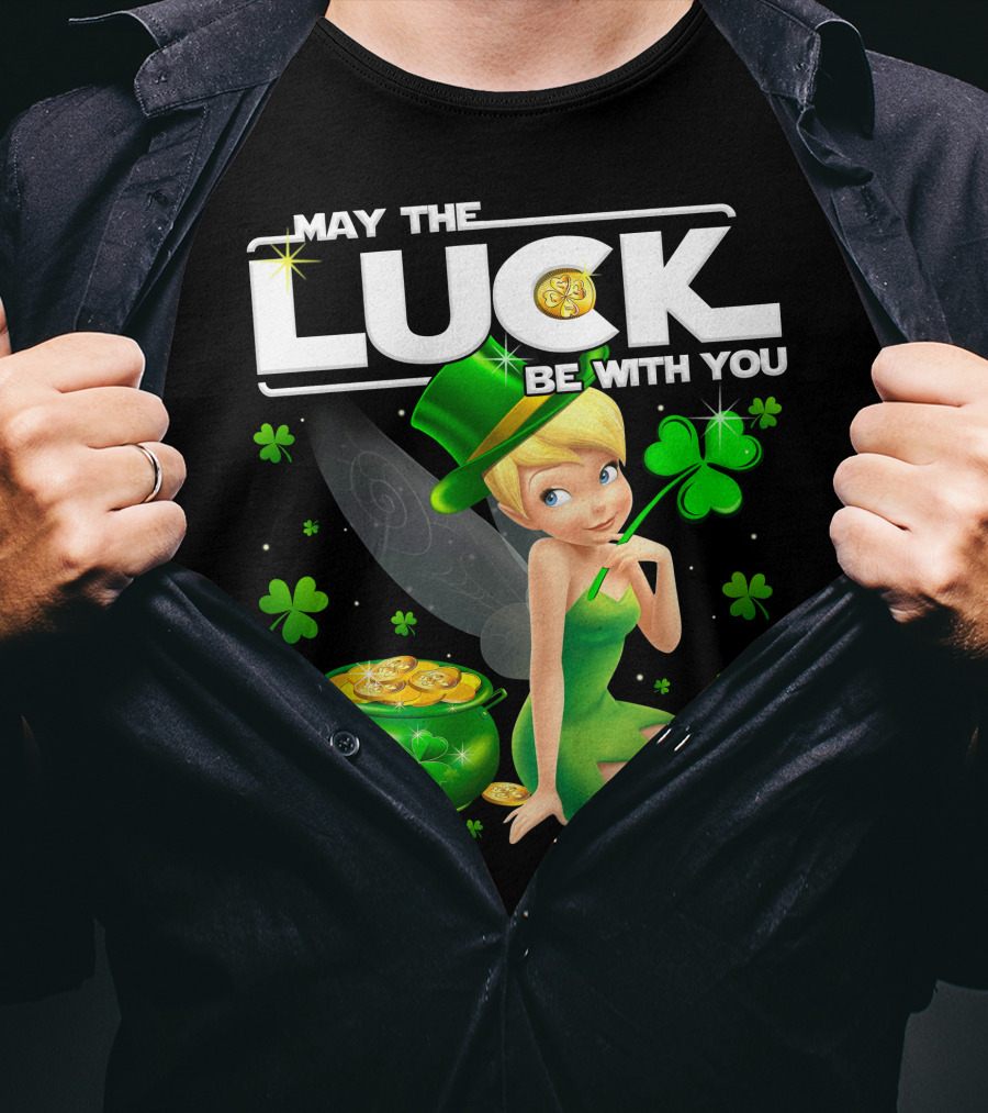 Tinkerbell May The Luck Be With You Shamrock And Pot Of Gold T-Shirt