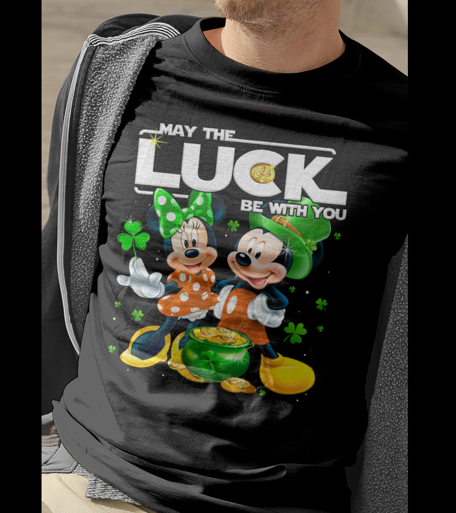 May The Luck Be With You Mickey And Minnie St. Patrick's Theme T-Shirt