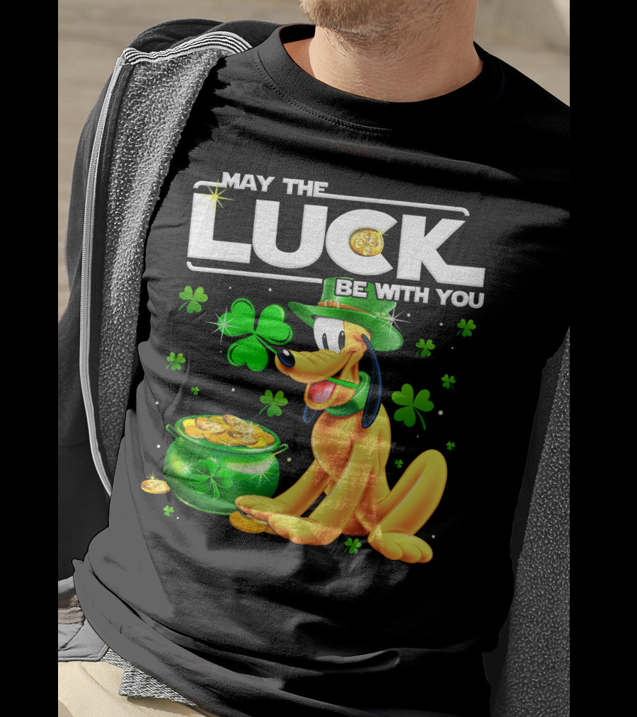 May The Luck Be With You Pluto Shamrock Coins Green Hat T-Shirt