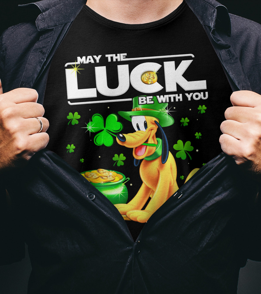 May The Luck Be With You Pluto Shamrock Coins Green Hat T-Shirt