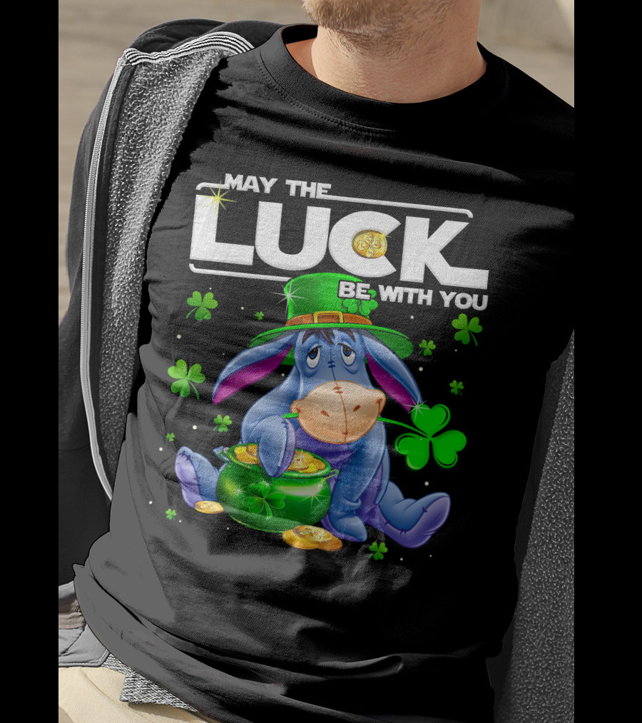 May The Luck Be With You Eeyore Leprechaun Clover Gold Coins T-Shirt