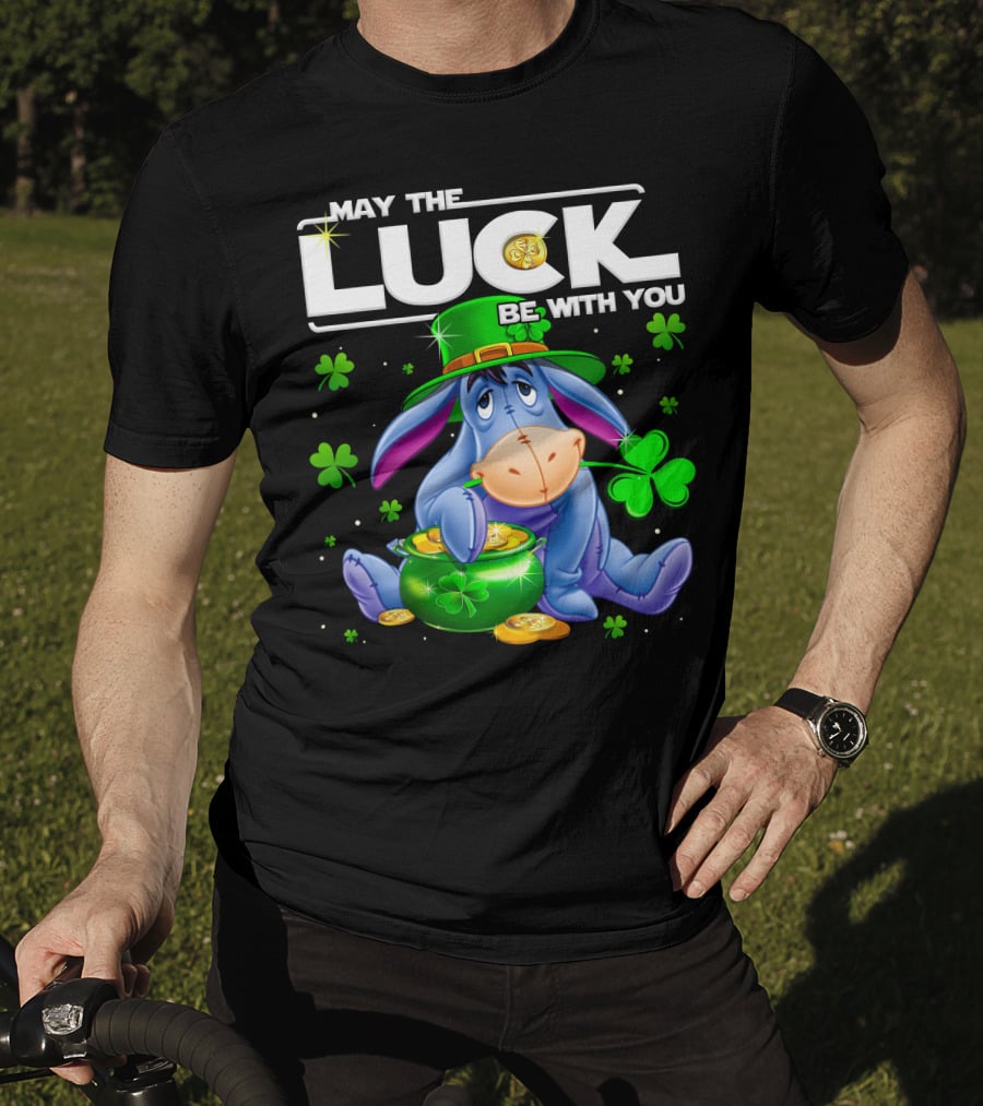 May The Luck Be With You Eeyore Leprechaun Clover Gold Coins T-Shirt