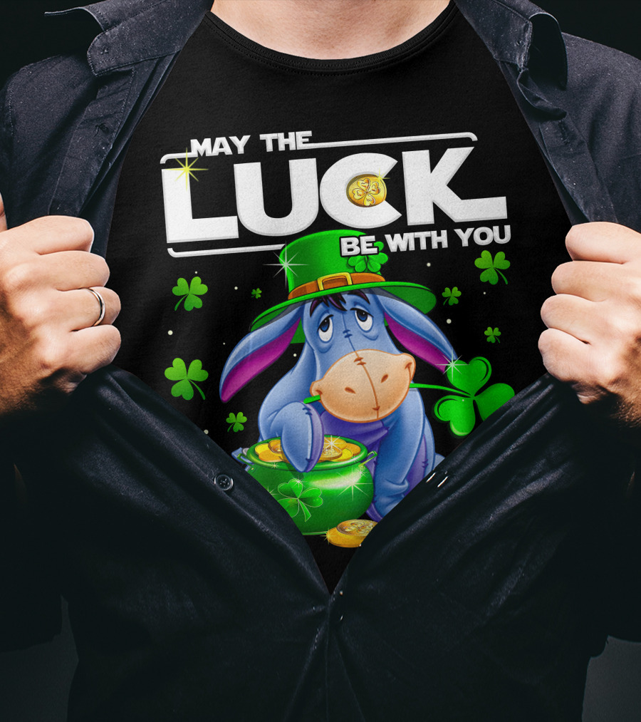 May The Luck Be With You Eeyore Leprechaun Clover Gold Coins T-Shirt