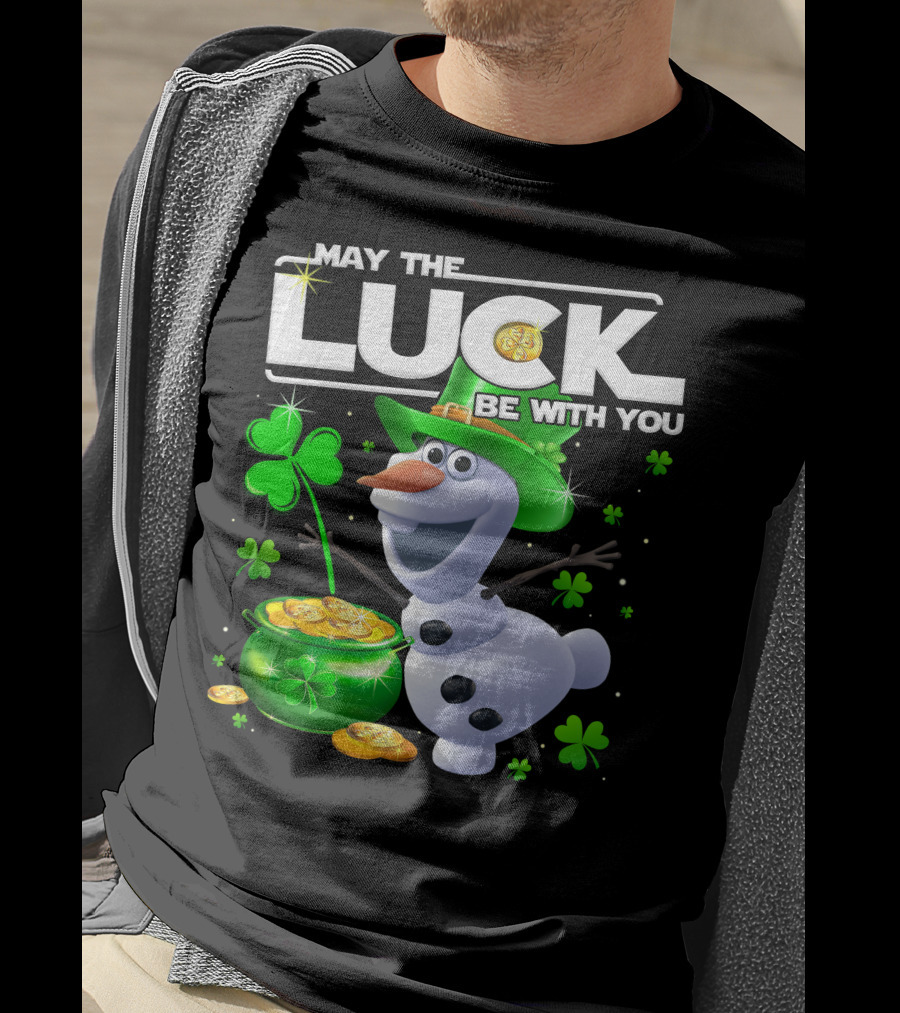 Olaf May The Luck Be With You St. Patrick's Day Clover Coins T-Shirt