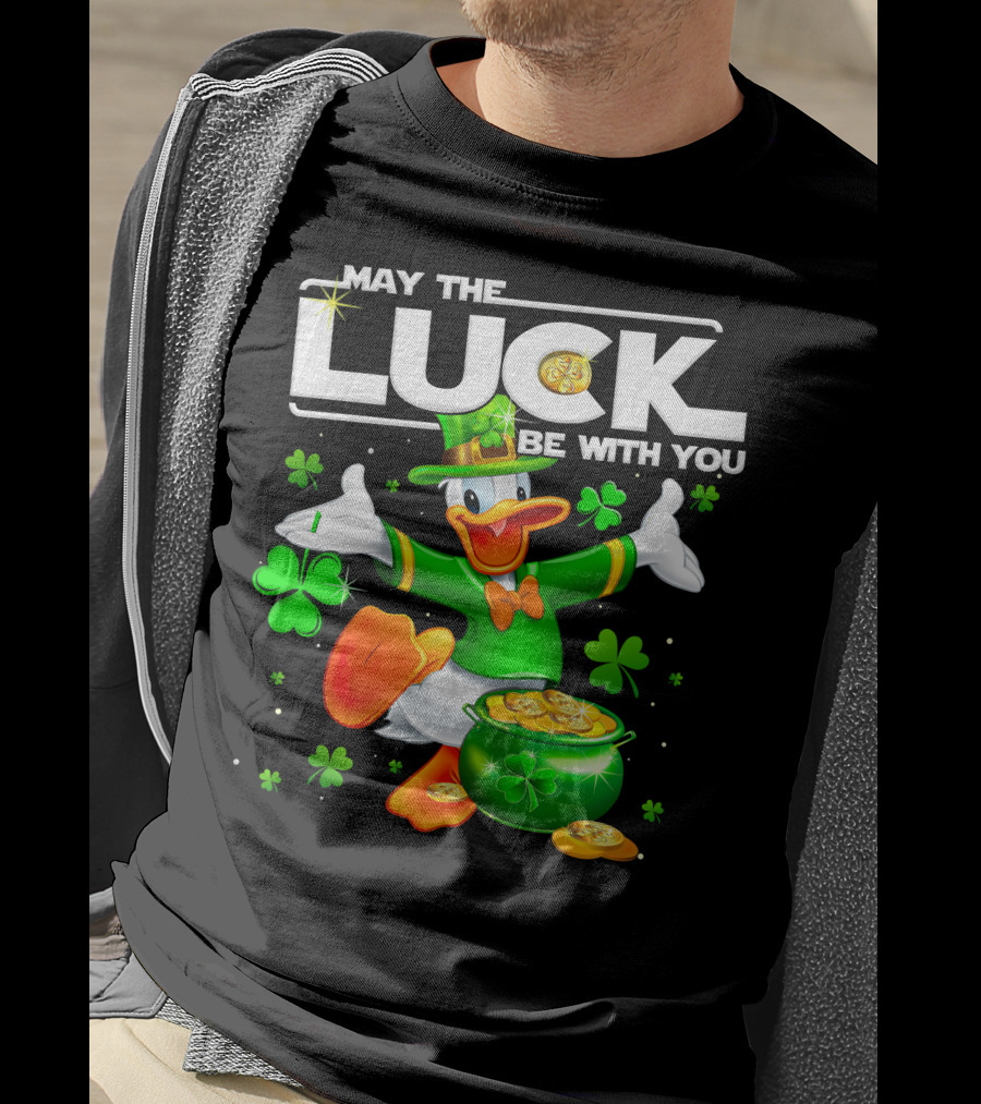 Donald May The Luck Be With You St. Patrick's Day Leprechaun Duck With Pot Of Gold T-Shirt
