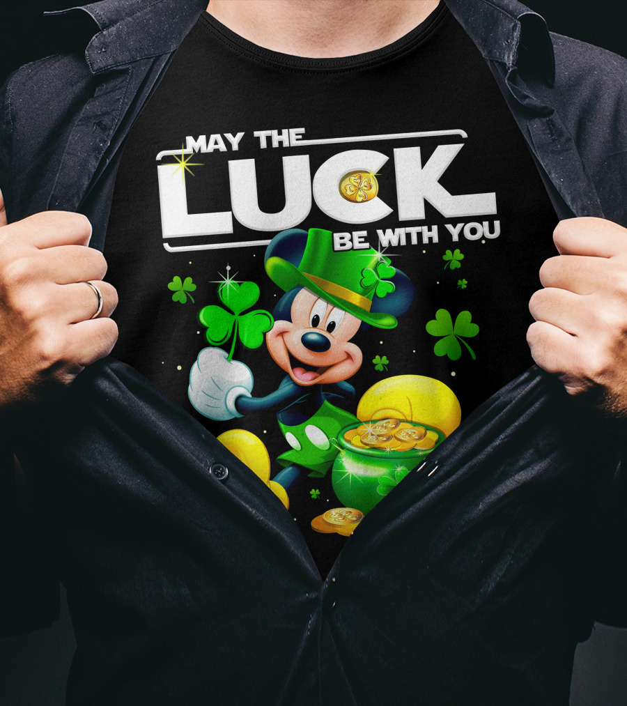 Mickey Mouse May The Luck Be With You Shamrock Coins T-Shirt