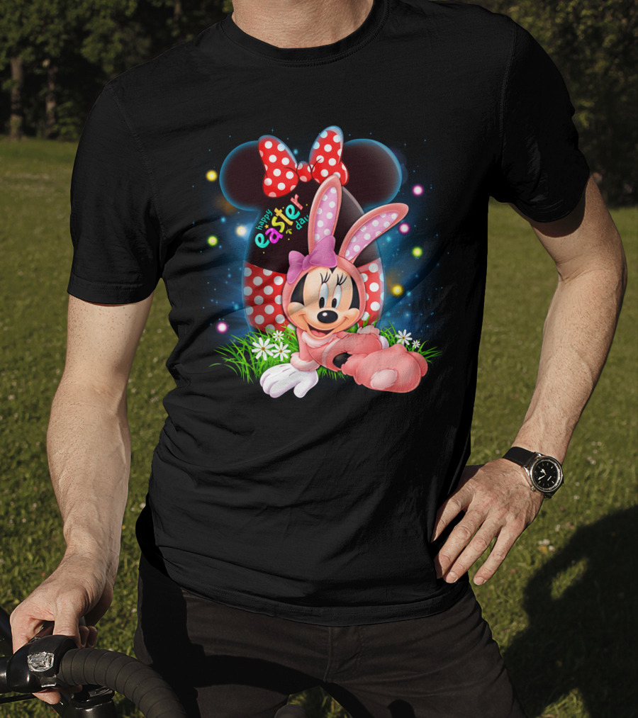 Minnie Mouse Happy Easter Day Polka Dot Bunny Ears T-Shirt