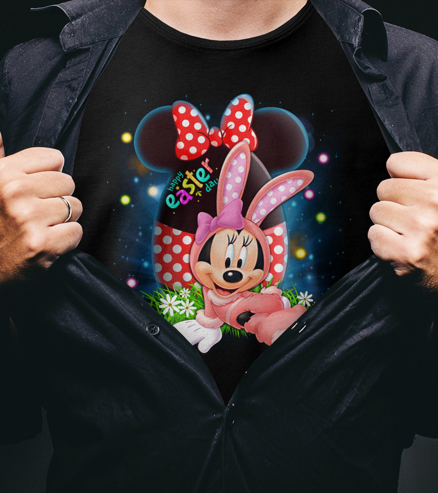 Minnie Mouse Happy Easter Day Polka Dot Bunny Ears T-Shirt