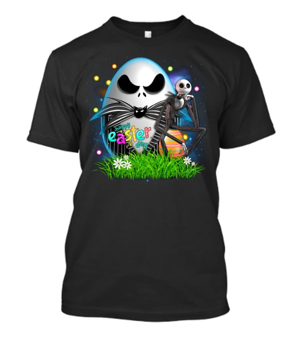 Happy Easter Day Jack Skellington Sitting By Egg T-Shirt
