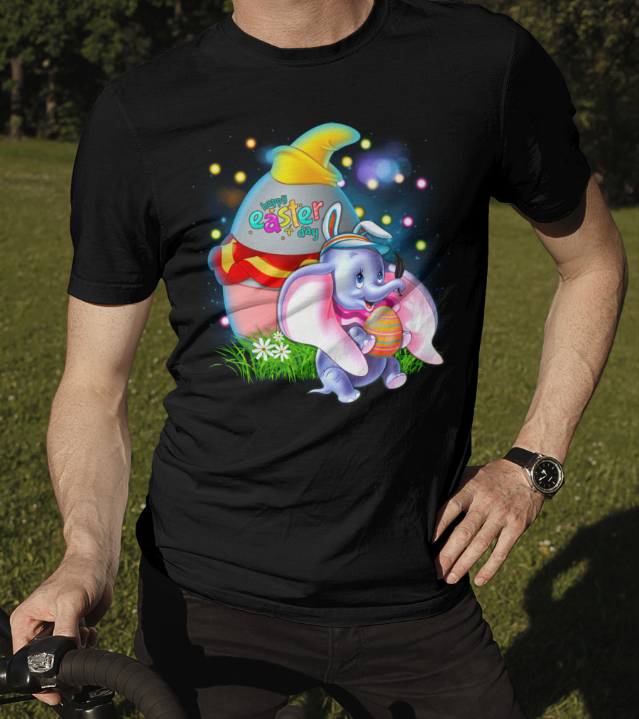 Happy Easter Day Dumbo With Colorful Egg And Hat T-Shirt