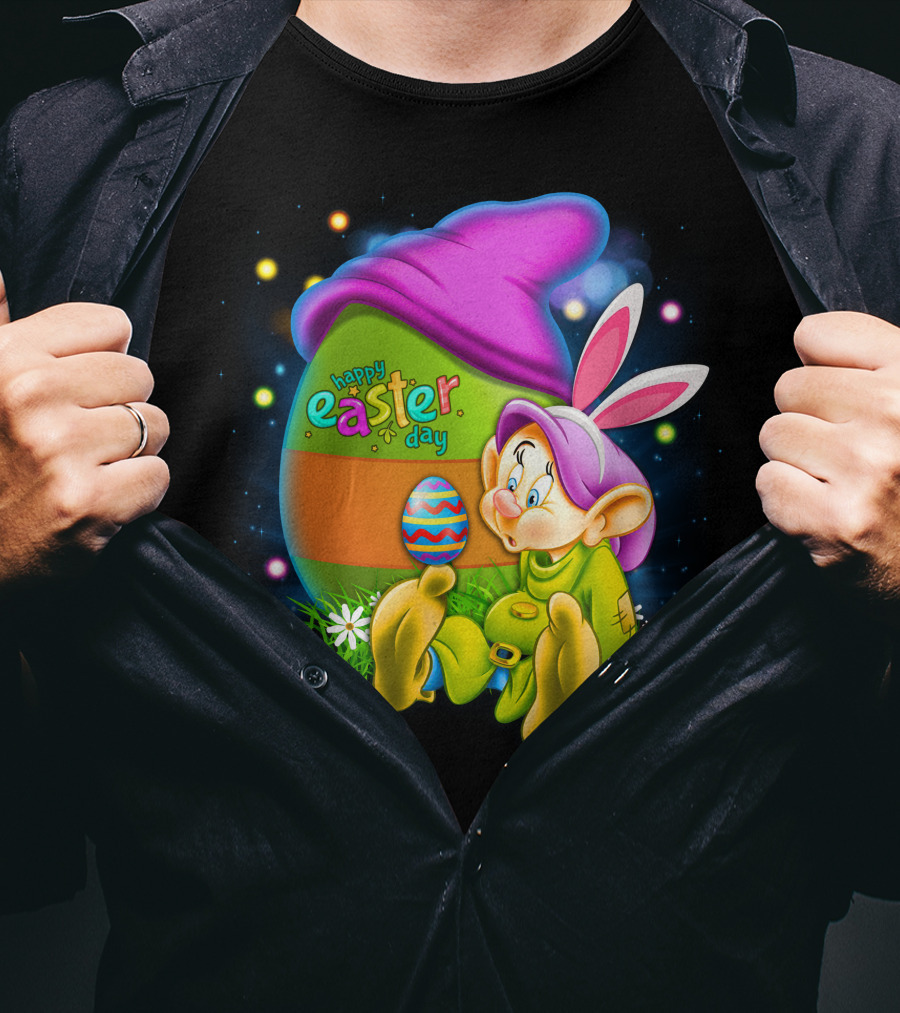 Happy Easter Day Dopey With Colorful Egg And Bunny Ears T-Shirt