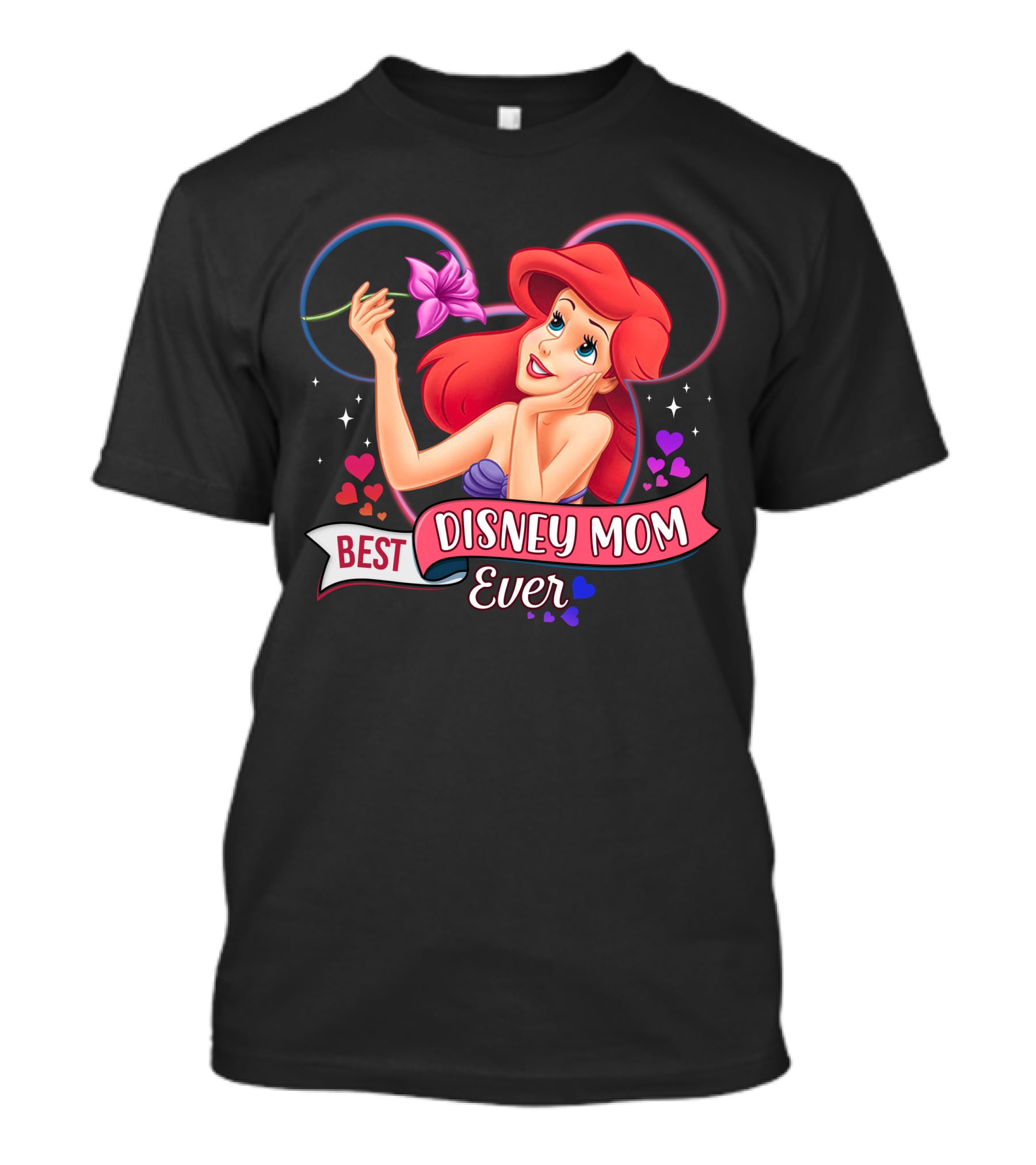 Best Disney Mom Ever Ariel Hearts And Flowers T-Shirt