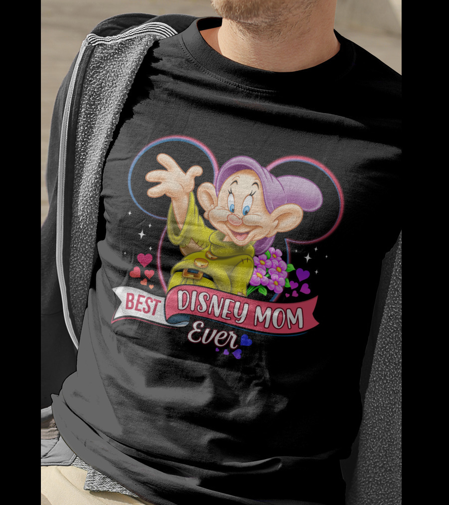 Best Disney Mom Ever Dopey Mickey Icon Hearts Flowers T-Shirt