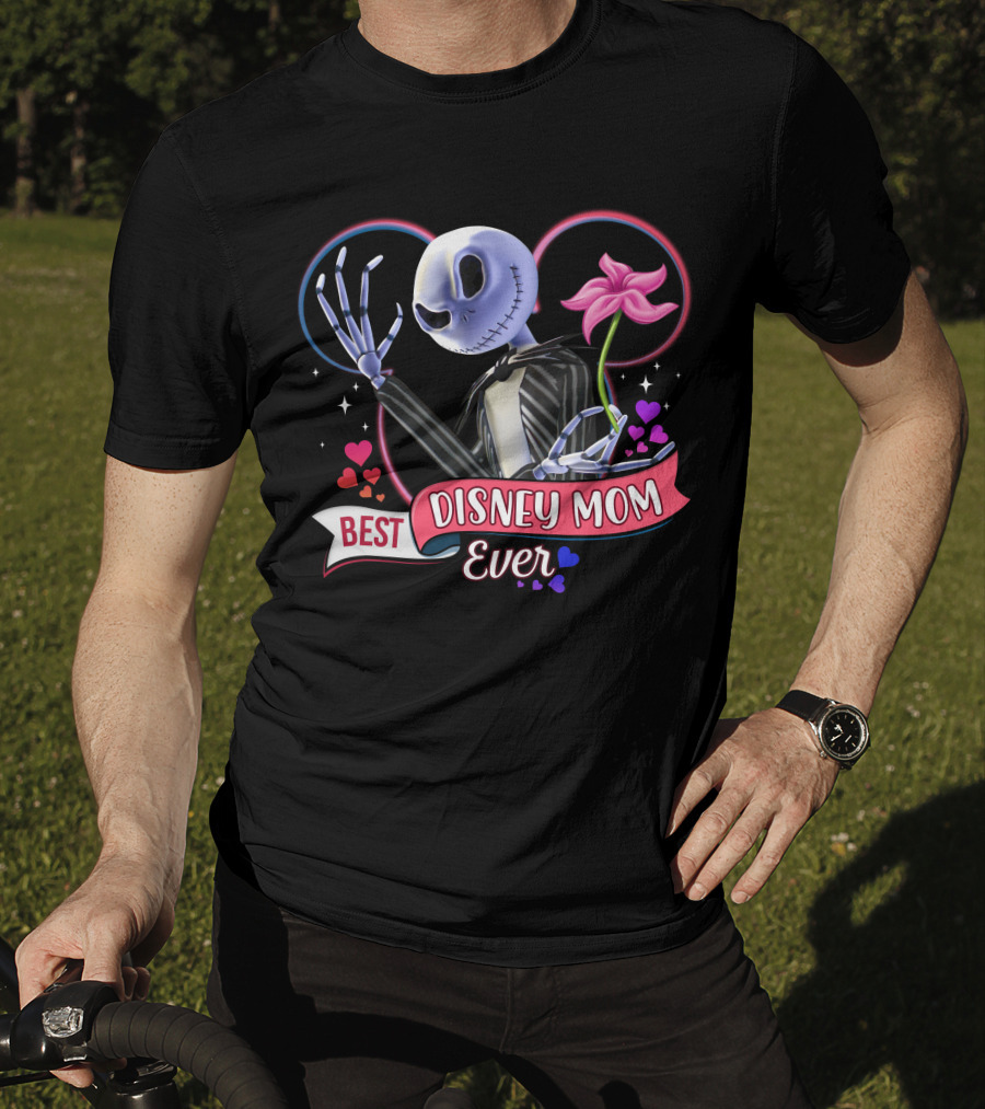 Best Disney Mom Ever Jack Skellington Heart Flower T-Shirt