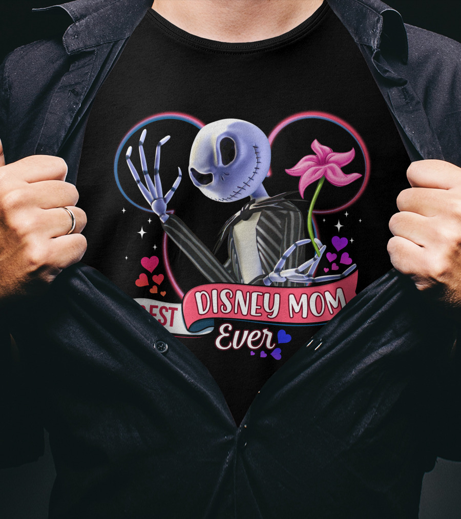 Best Disney Mom Ever Jack Skellington Heart Flower T-Shirt