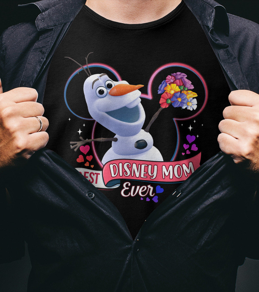 Best Disney Mom Ever Olaf Mickey Mouse Hearts Flowers T-Shirt