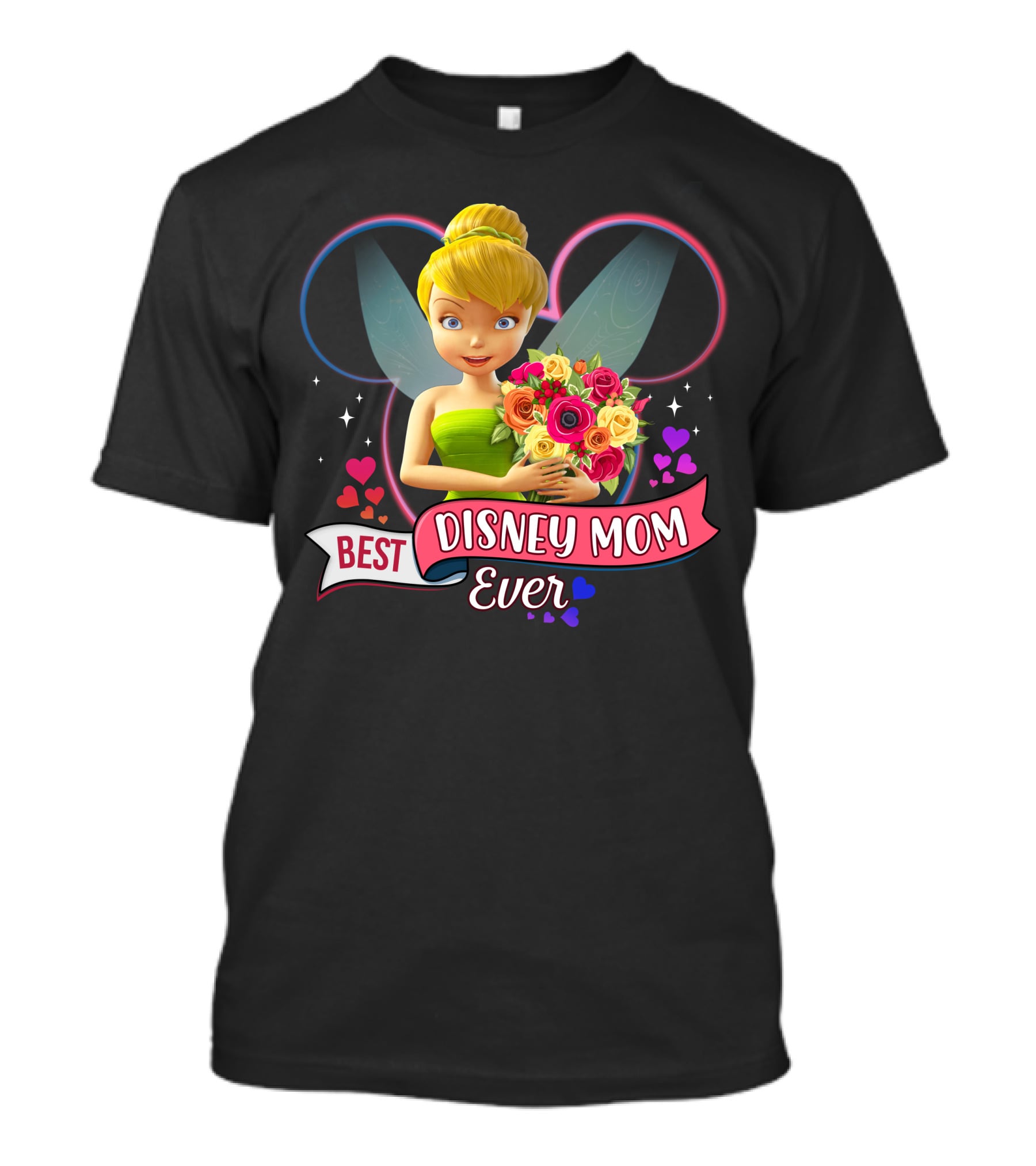 Best Disney Mom Ever Tinker Bouquet Hearts Sparkles T-Shirt