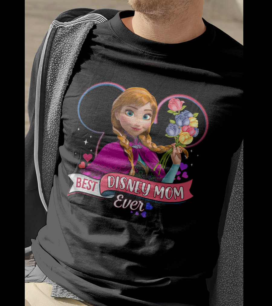 Best Disney Mom Ever Anna With Flowers And Hearts T-Shirt