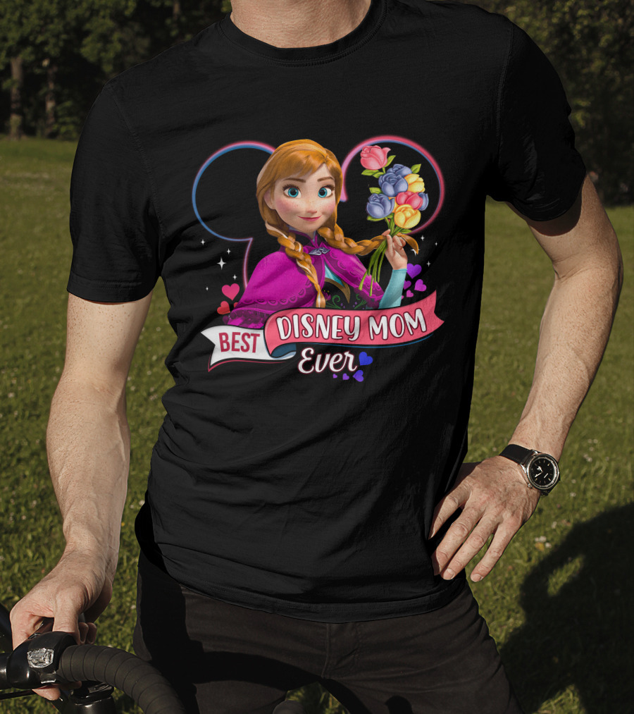 Best Disney Mom Ever Anna With Flowers And Hearts T-Shirt