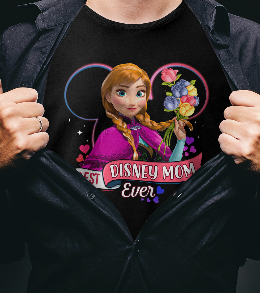 Best Disney Mom Ever Anna With Flowers And Hearts T-Shirt