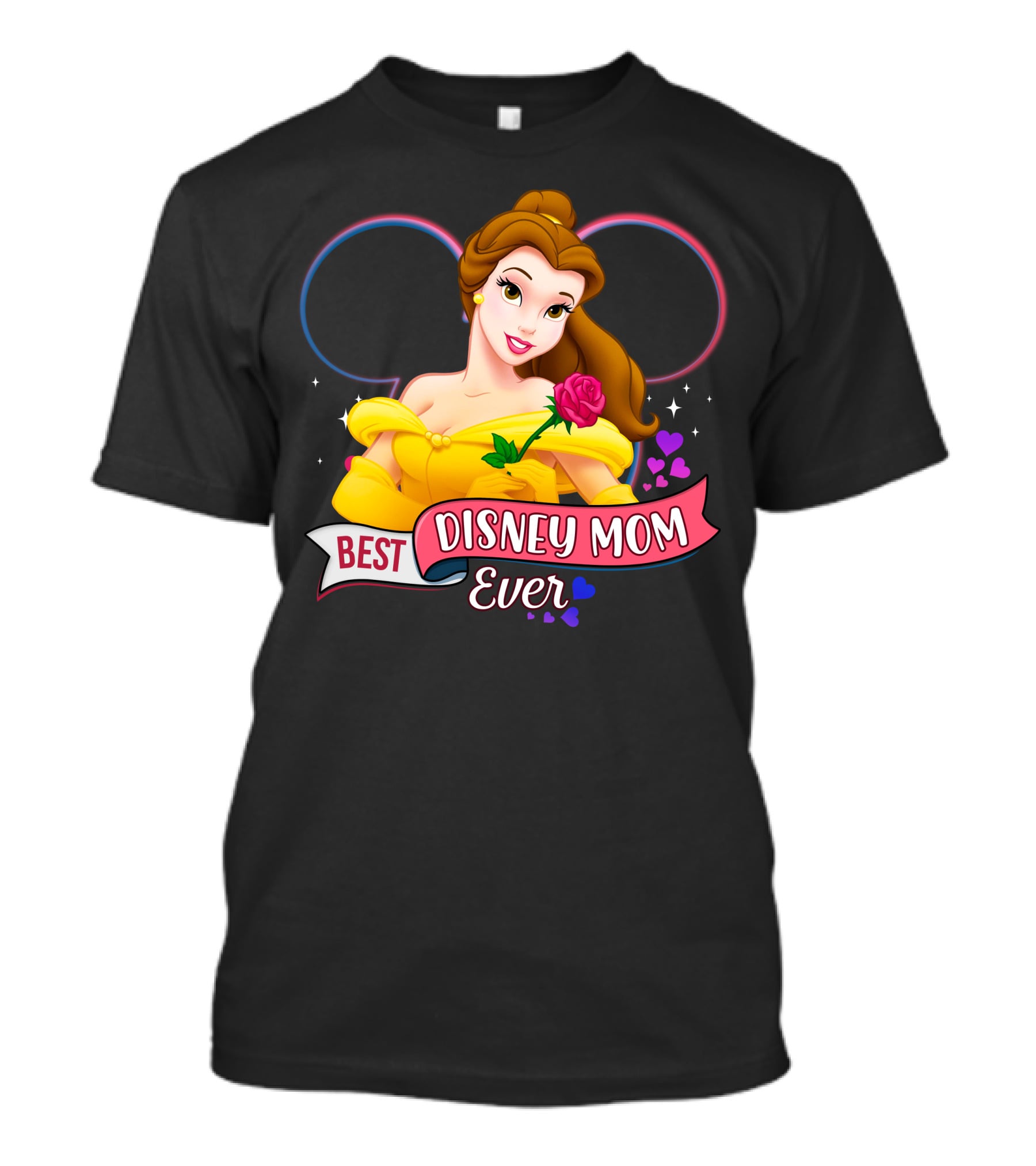 Best Disney Mom Ever Belle With Hearts And Rose T-Shirt