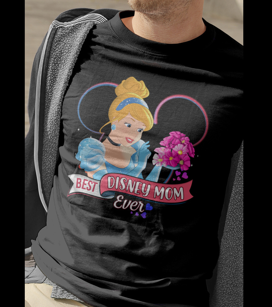 Best Disney Mom Ever Cinderella Flowers Hearts T-Shirt