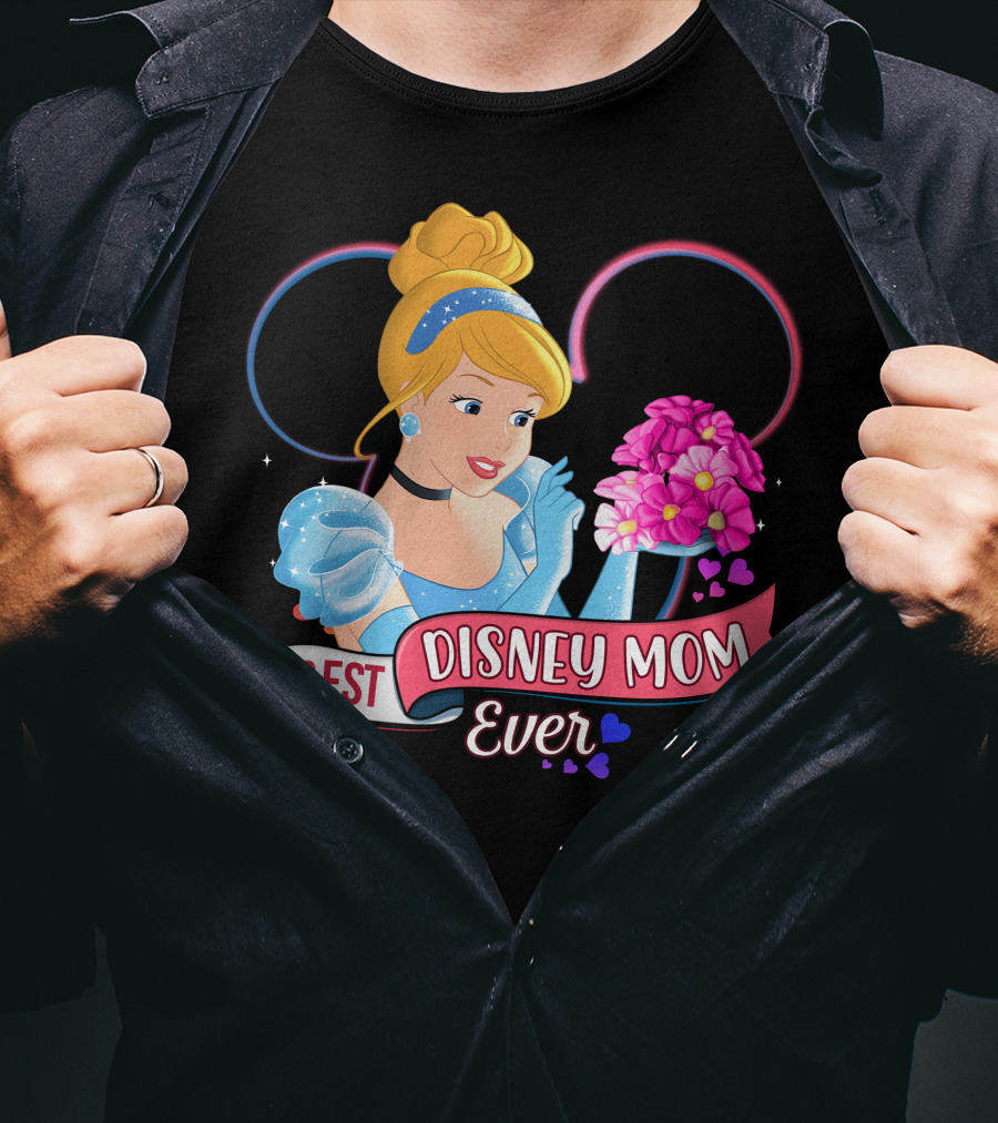Best Disney Mom Ever Cinderella Flowers Hearts T-Shirt