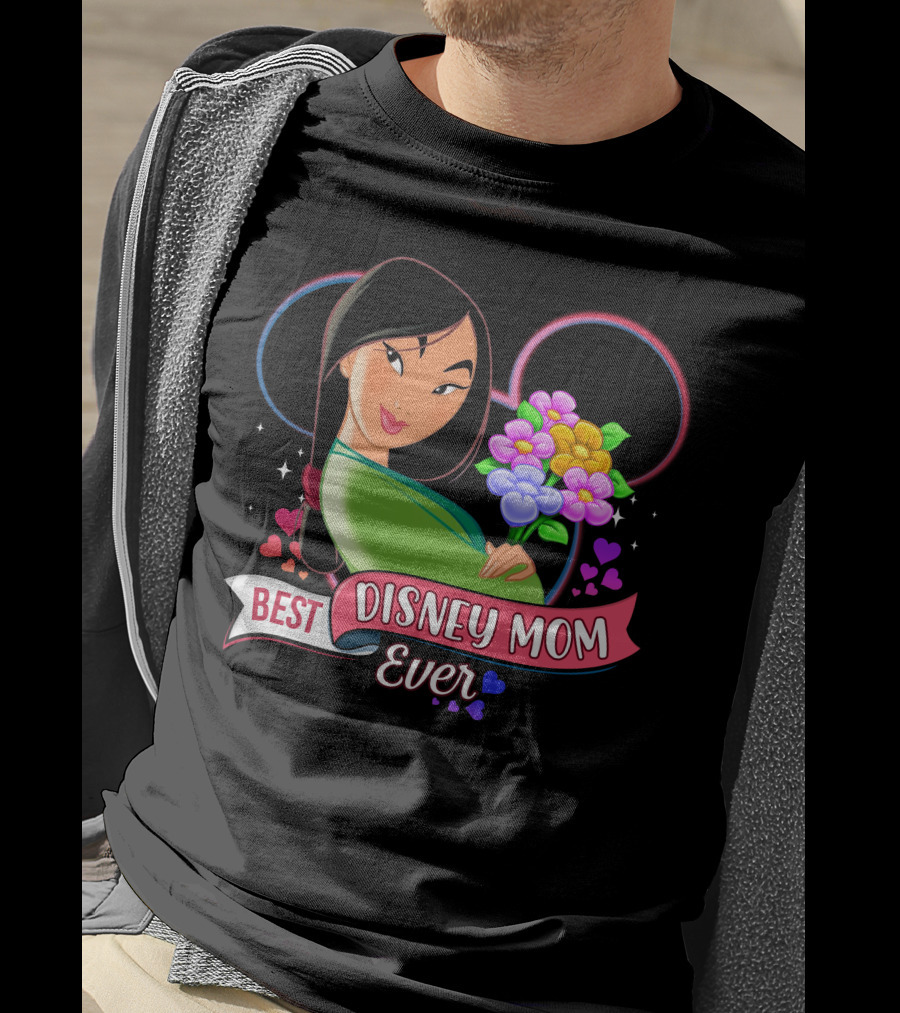 Best Disney Mom Ever Mulan Flowers Hearts T-Shirt