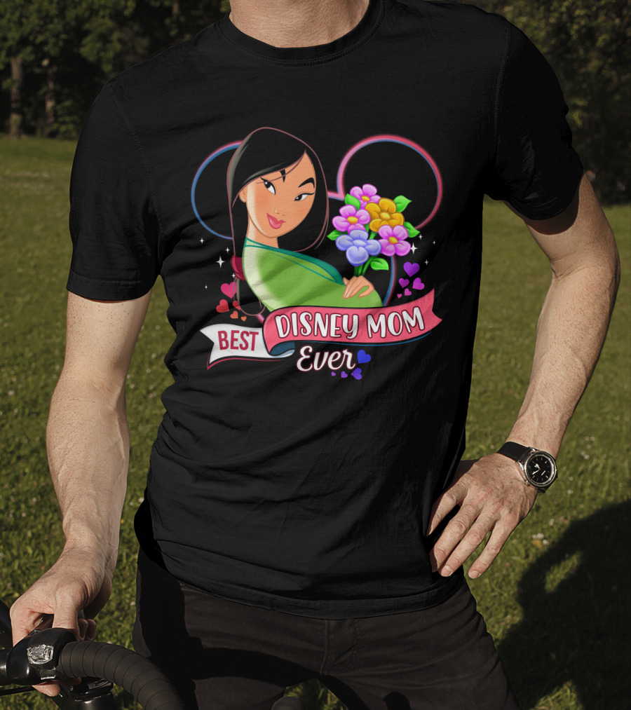 Best Disney Mom Ever Mulan Flowers Hearts T-Shirt
