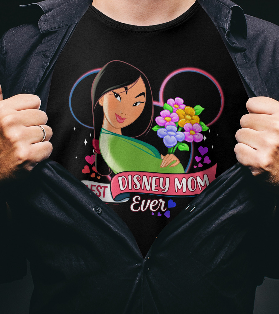 Best Disney Mom Ever Mulan Flowers Hearts T-Shirt