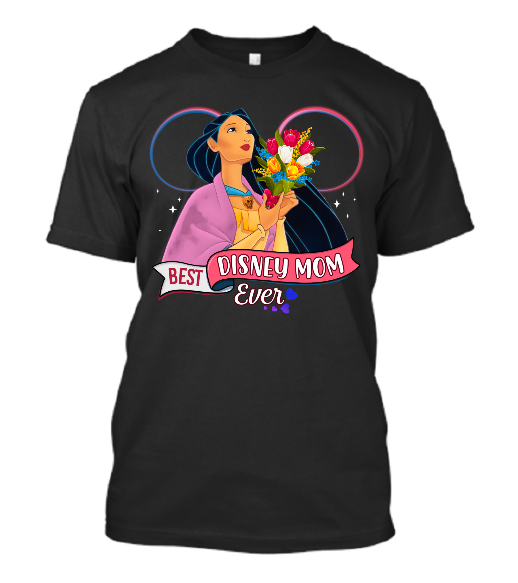 Best Disney Mom Ever Pocahontas Flowers Hearts Stars T-Shirt