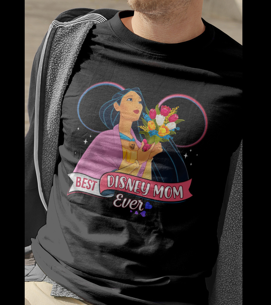 Best Disney Mom Ever Pocahontas Flowers Hearts Stars T-Shirt