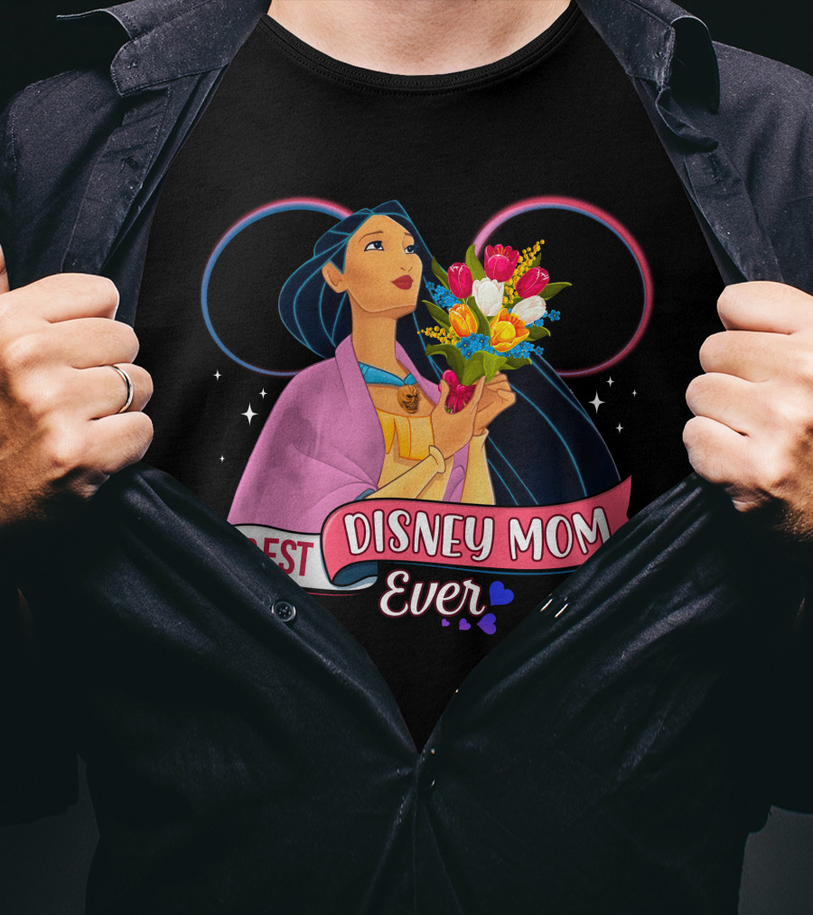 Best Disney Mom Ever Pocahontas Flowers Hearts Stars T-Shirt