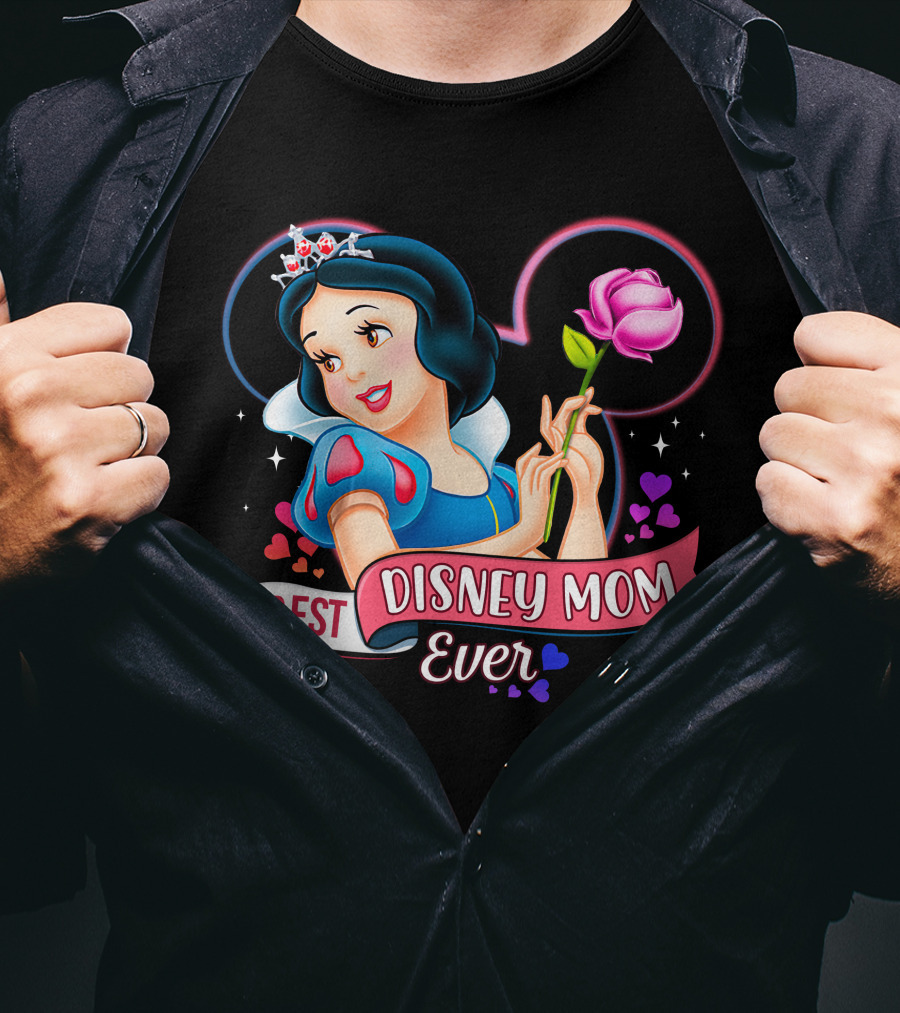 Best Disney Mom Ever Snow White Princess With Rose And Crown T-Shirt