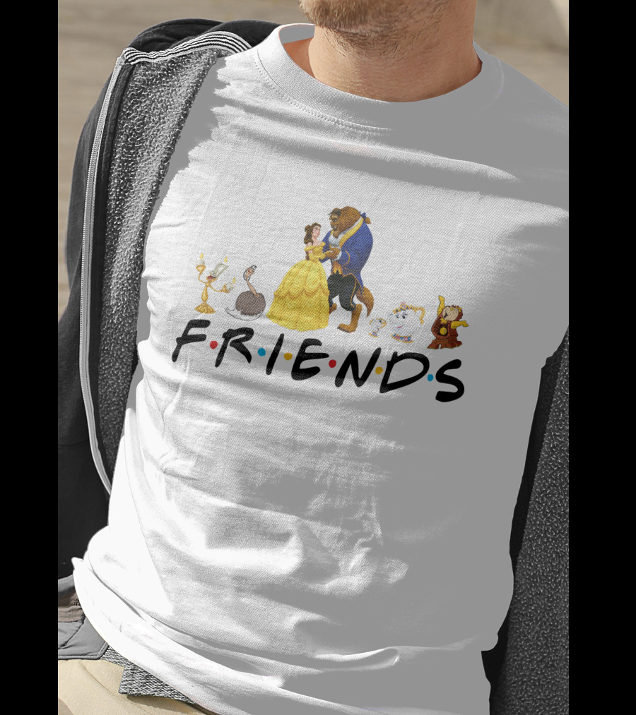 Beauty And The Beast Cast With Friends Logo Style T-Shirt