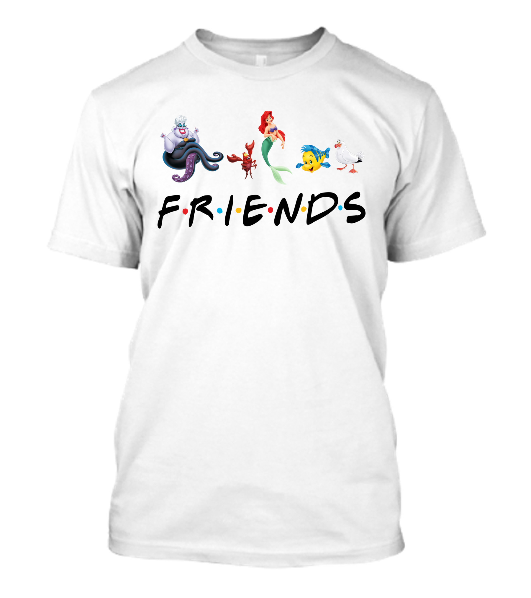 The Little Mermaid Friends Ursula Ariel Sebastian Flounder Scuttle T-Shirt