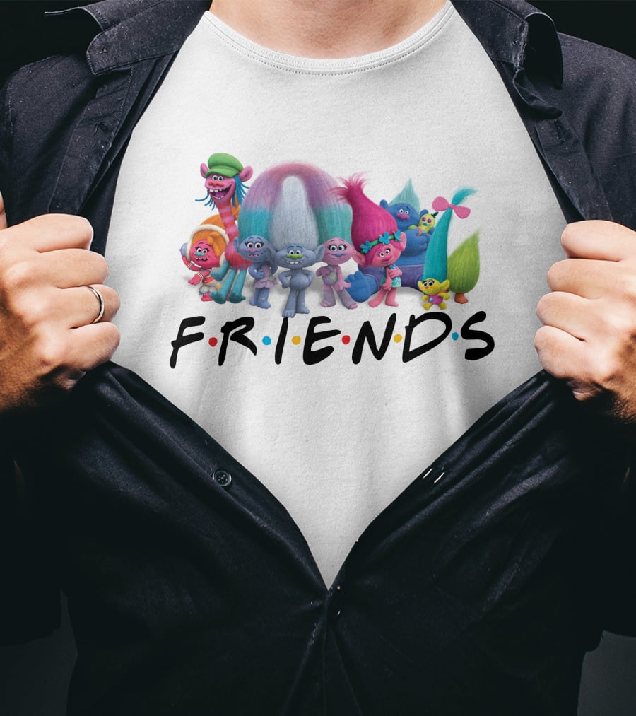 Trolls Cast With Friends Tv Show Font Style T-Shirt