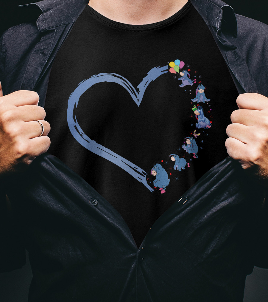 Eeyore Heart With Balloons And Stars T-Shirt