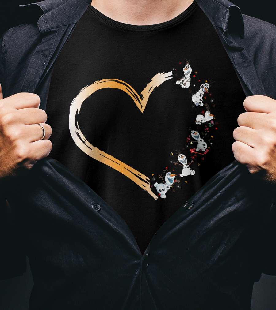 Olaf Heart Whimsical Frozen Characters Embrace T-Shirt