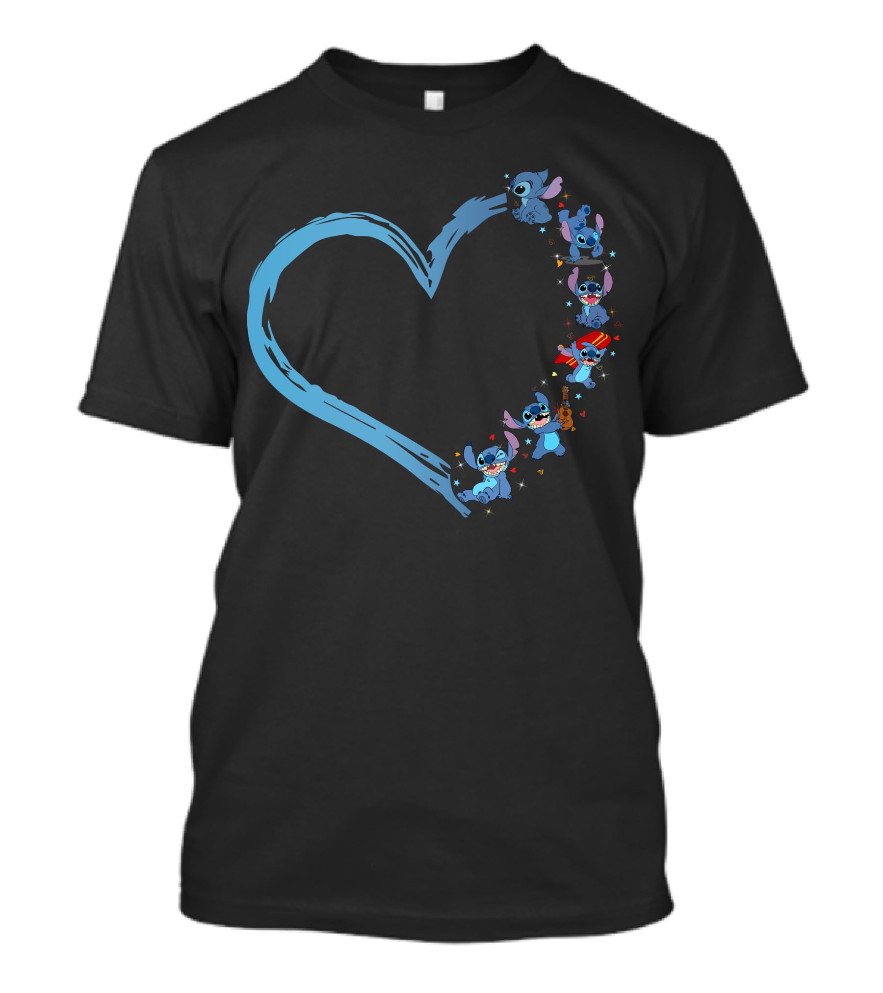 Lilo And Stitch Characters Heart Shape T-Shirt
