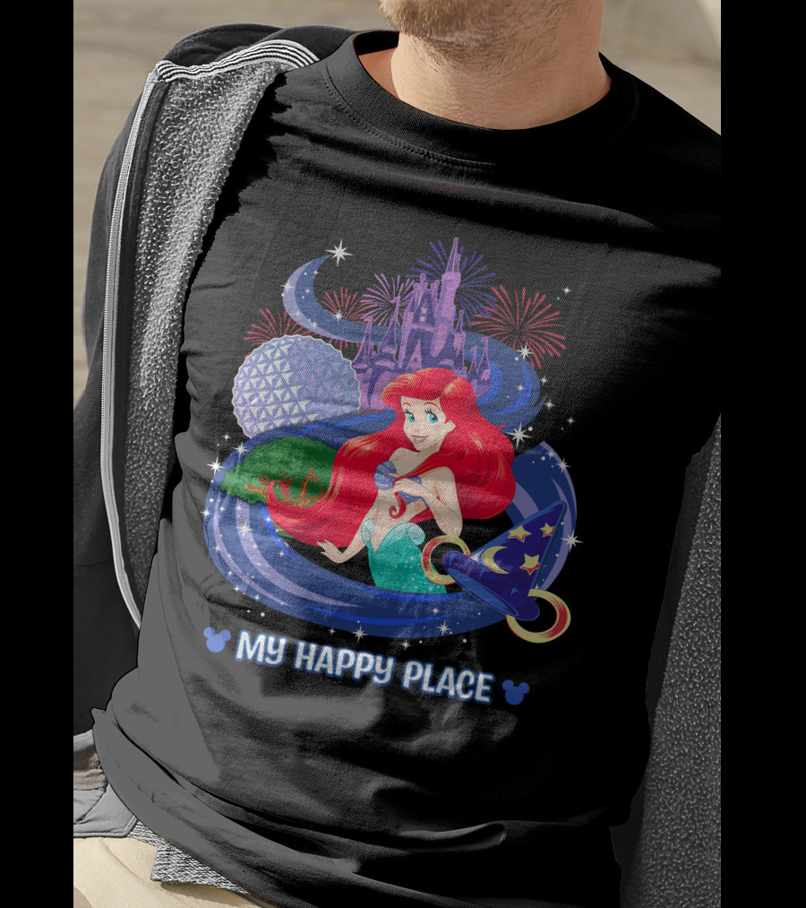 My Happy Place Ariel Epcot Magic Kingdom Fireworks Disney T-Shirt