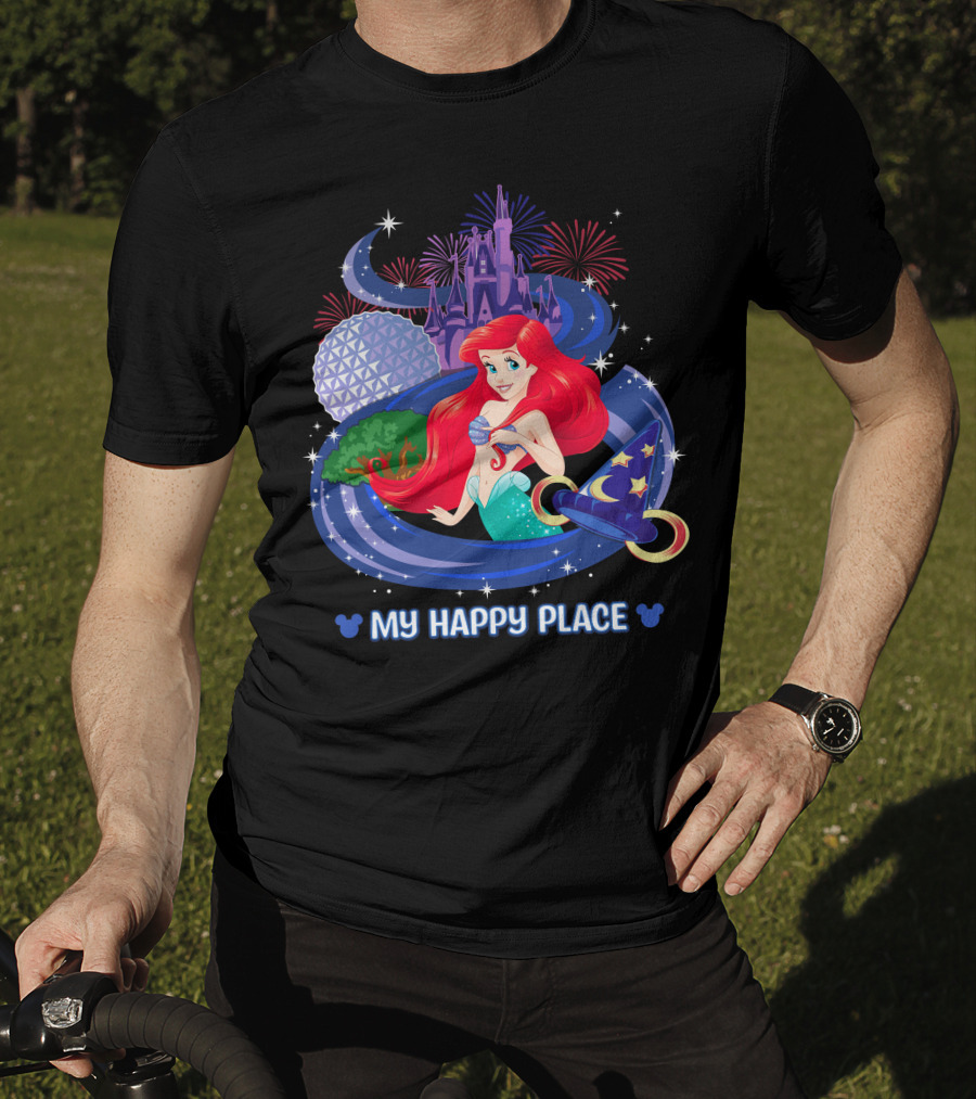 My Happy Place Ariel Epcot Magic Kingdom Fireworks Disney T-Shirt