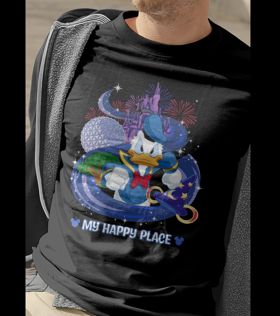My Happy Place Donald Duck Disney Magic And Fireworks T-Shirt