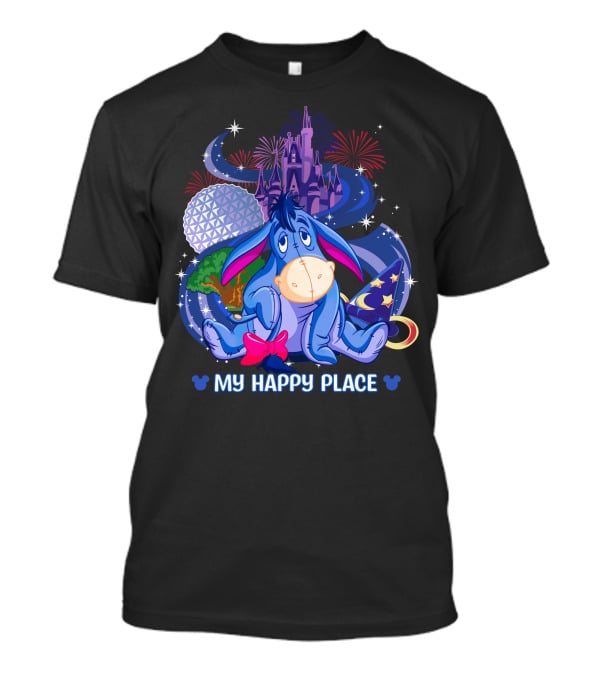 Eeyore My Happy Place Disney Castle Fireworks Epcot Mickey Ears T-Shirt