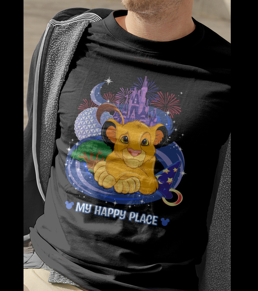 My Happy Place Simba Disney Castle Fireworks Night Magic T-Shirt