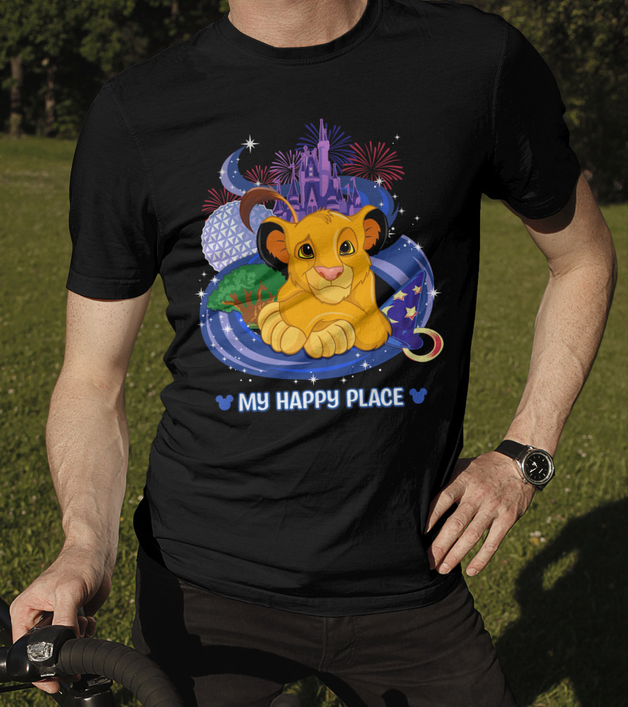 My Happy Place Simba Disney Castle Fireworks Night Magic T-Shirt