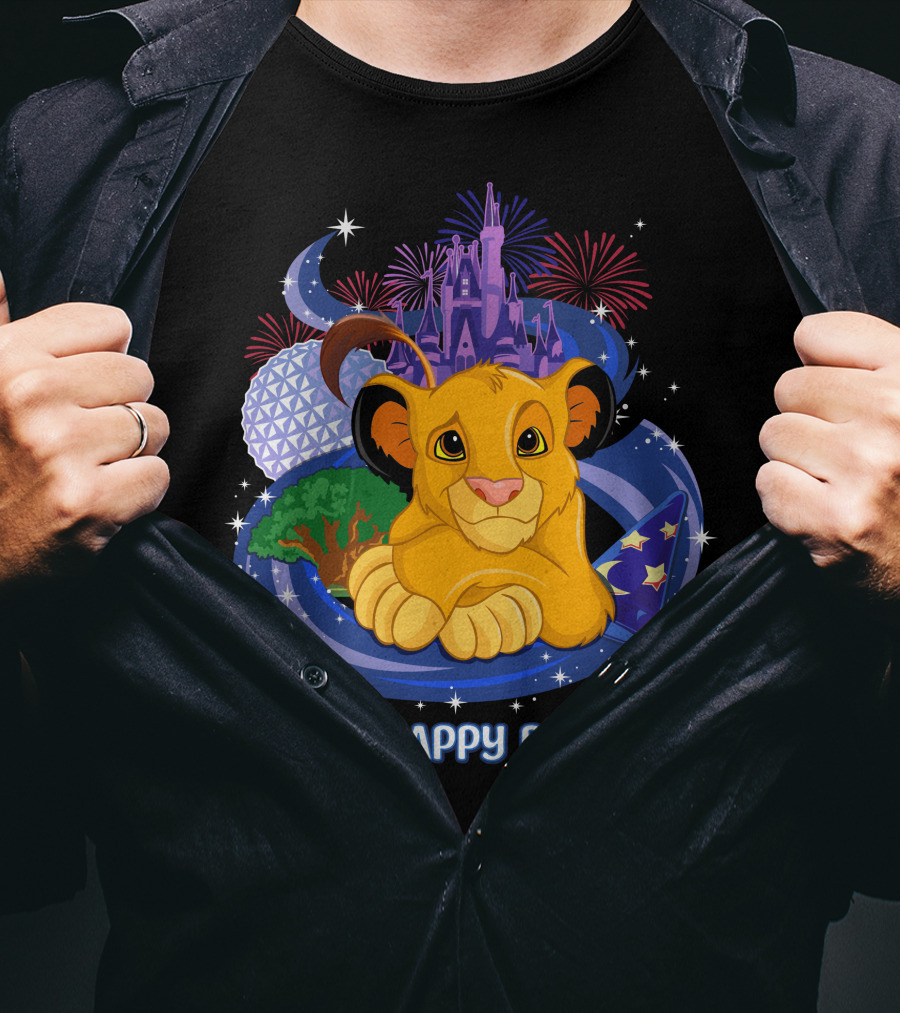 My Happy Place Simba Disney Castle Fireworks Night Magic T-Shirt
