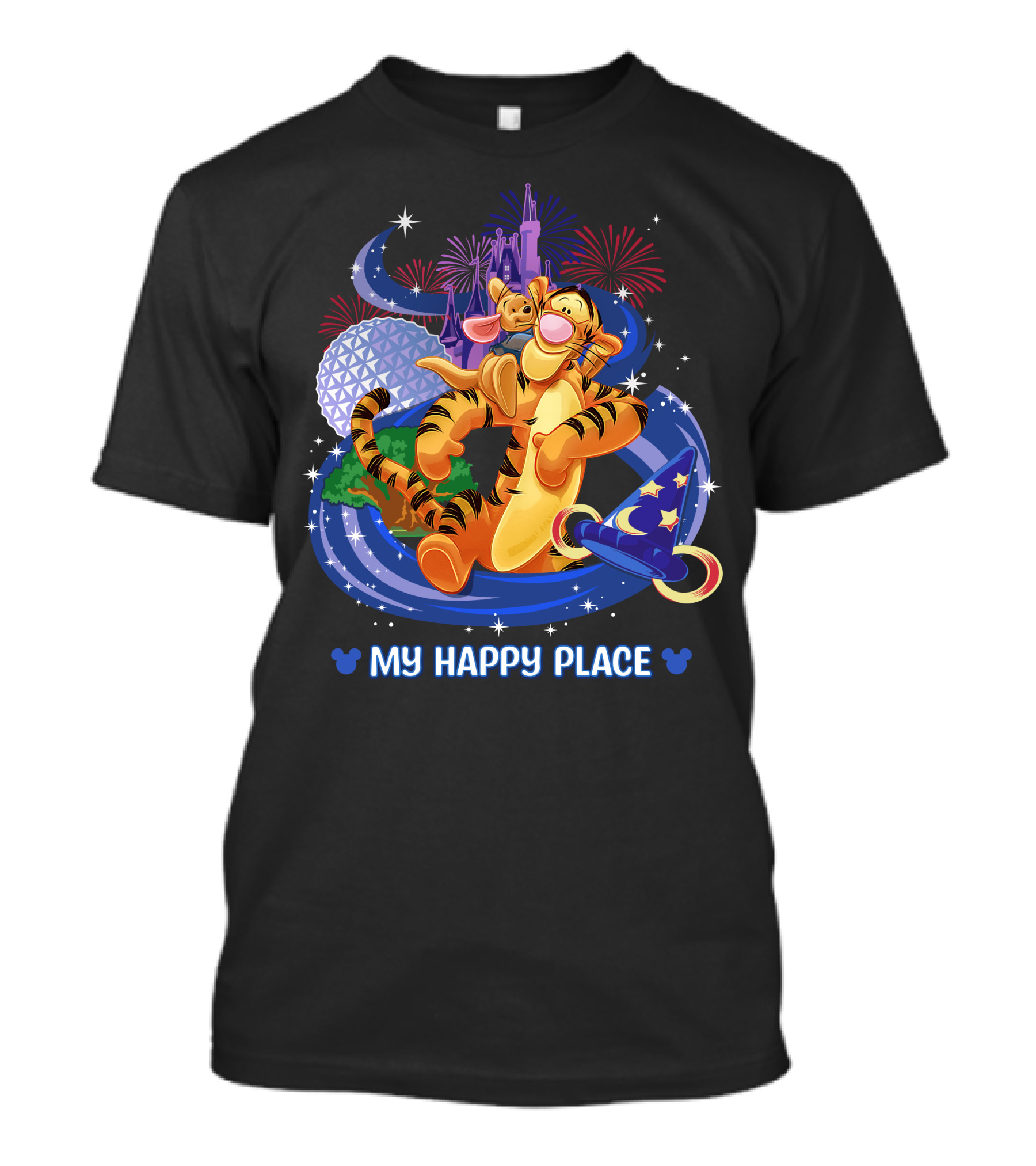 Tigger My Happy Place Disney Fireworks Epcot Magic Hat T-Shirt