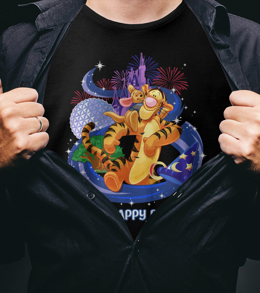 Tigger My Happy Place Disney Fireworks Epcot Magic Hat T-Shirt